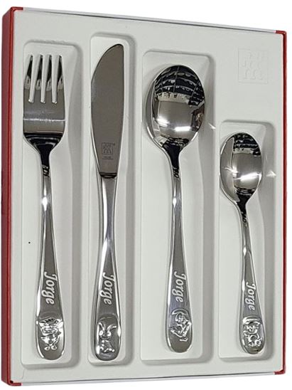 SET.CUBIERTOS INFANTILES ANIMALES GRABADOS NOMBRE - Imagen 2