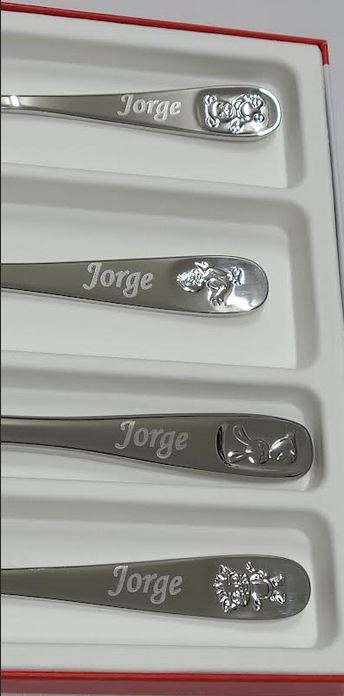 SET.CUBIERTOS INFANTILES ANIMALES GRABADOS NOMBRE - Imagen 3