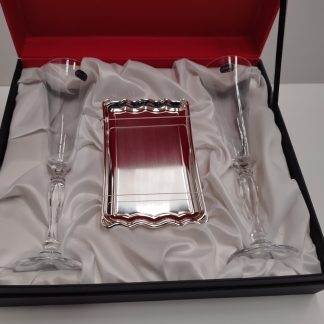 ESTUCHE 2 COPAS CAVA PERSONALIZADAS CON BANDEJA