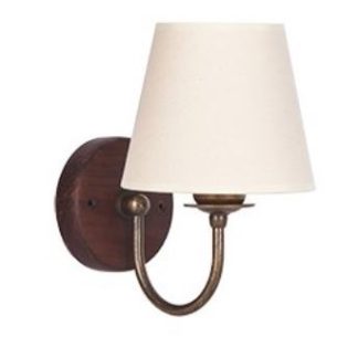 APLIQUE INDIVIDUAL DORADO ENVEJECIDO CON TULIPA DE TELA BEIGE