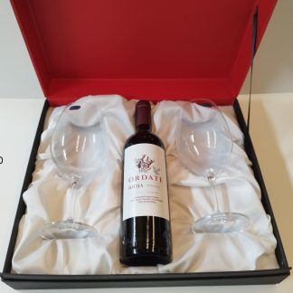 ESTUCHE COPAS VINO PERSONALIZADAS Y BOTELLA