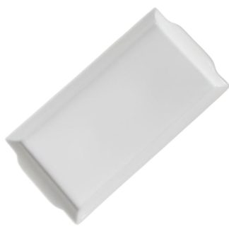 BANDEJA CAKE CON ASAS PORCELANA BLANCA 31X16 CM