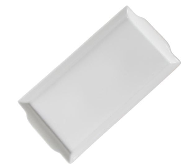 BANDEJA CAKE CON ASAS PORCELANA BLANCA 31X16 CM