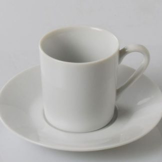 JUEGO 6 TAZAS CAFÉ CON PLATO PORCELANA BLANCA FINA