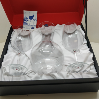 ESTUCHE  DECANTADOR Y COPAS BOHEMIA VINO PERSONALIZADAS